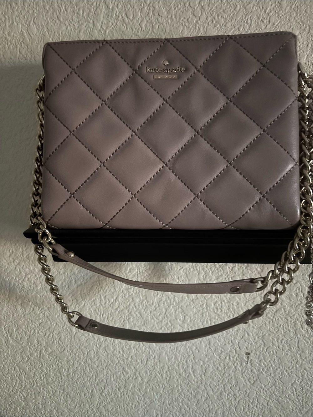 kate spade Quilted Leather Crossbody Bag in Mauve Gray